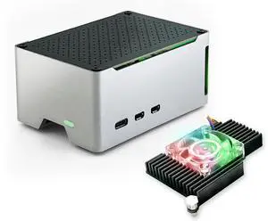Raspberry Pi 5 Case, Aluminum Compact Case with Active Cooling Fan (Silver) Raspberry Pi 5 Case, Aluminum Compact Case with Active Cooling Fan (Silver)