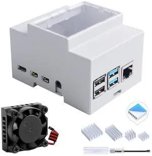 Case for Raspberry Pi 4, DIN Rail Case with Fan for Raspberry Pi 4, Modular Box for Electrical Panels, Pi 4 Heatsinks for Raspberry Pi 4 Model B Case for Raspberry Pi 4, DIN Rail Case with Fan for Raspberry Pi 4, Modular Box for Electrical Panels, Pi 4 Heatsinks for Raspberry Pi 4 Model B