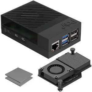 Poly+5 Case + Active Cooler for Raspberry Pi 5 - THRML 30mm (Black) Poly+5 Case + Active Cooler for Raspberry Pi 5 - THRML 30mm (Black)