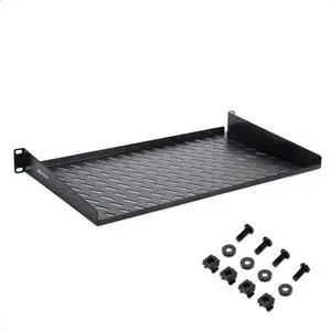 1U Server Rack Shelf, 10-Inch Depth, 55lbs, Black 1U Server Rack Shelf, 10-Inch Depth, 55lbs, Black