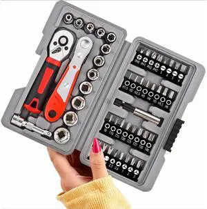 48Pcs 1/4" Mini Ratchet Socket Wrench and Screwdriver Set & Bits 48Pcs 1/4" Mini Ratchet Socket Wrench and Screwdriver Set & Bits