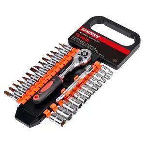 28pcs 1/4 Inch Ratchet Socket Wrench Set, Drive Socket Set with 12 Sockets and 14 Bit Socket Set, with Extension Bars 28pcs 1/4 Inch Ratchet Socket Wrench Set, Drive Socket Set with 12 Sockets and 14 Bit Socket Set, with Extension Bars