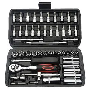 Socket Wrench Set, 53PCS 1/4 Inch Ratcheting Wrench Set And Extension Bar Gimbal Slide Bar Extension Sockets, Set For Automotive Repair And Home Use. Socket Wrench Set, 53PCS 1/4 Inch Ratcheting Wrench Set And Extension Bar Gimbal Slide Bar Extension Sockets, Set For Automotive Repair And Home Use.
