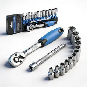 14 Pieces Socket Wrench Kit, 1/4 Drive Socket Set with 72 Teeth Release Ratchet Wrench and Extension Bar, CR-V Sockets 14 Pieces Socket Wrench Kit, 1/4 Drive Socket Set with 72 Teeth Release Ratchet Wrench and Extension Bar, CR-V Sockets