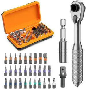 1/4" Drive Socket Set, 42 in 1 Ratchet Wrench Set with 30PCS Screwdriver, 9PCS Socket, Mechanics Tool Set with 72 Tooth Reversible Ratchet, Hand Repair Tool Kits for Auto Repairing, Household 1/4" Drive Socket Set, 42 in 1 Ratchet Wrench Set with 30PCS Screwdriver, 9PCS Socket, Mechanics Tool Set with 72 Tooth Reversible Ratchet, Hand Repair Tool Kits for Auto Repairing, Household
