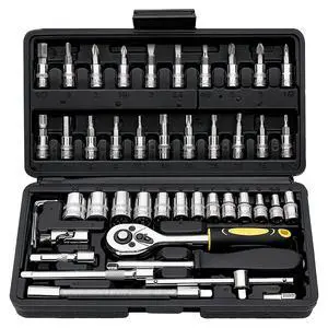 46 Pieces Drive Socket Ratchet Wrench Set, 1/4 inch Metric Socket Set, Ratchet Wrench Set with Quick-Release Ratchet and Extension Bar, Storage Case - Perfect for Auto Repair & Home Use 46 Pieces Drive Socket Ratchet Wrench Set, 1/4 inch Metric Socket Set, Ratchet Wrench Set with Quick-Release Ratchet and Extension Bar, Storage Case - Perfect for Auto Repair & Home Use
