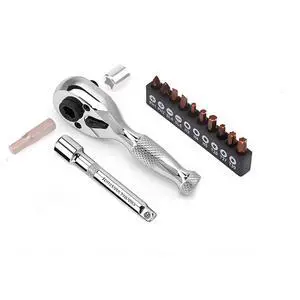 1/4" Stubby Ratchet Wrench & Bit Set, 90T Dual Head Mini Ratchet, Reversible Ratchet with 3" Extension Bar & 10-Piece Hex Bit Set for Tight Spaces 1/4" Stubby Ratchet Wrench & Bit Set, 90T Dual Head Mini Ratchet, Reversible Ratchet with 3" Extension Bar & 10-Piece Hex Bit Set for Tight Spaces