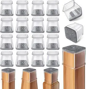 24 Pcs Chair Leg Floor Protectors Square, Silicone Felt Furniture Leg Pads Caps Covers for Hardwood Floors (Fit:1-1/16" to 1-5/8") 24 Pcs Chair Leg Floor Protectors Square, Silicone Felt Furniture Leg Pads Caps Covers for Hardwood Floors (Fit:1-1/16" to 1-5/8")