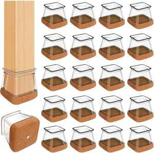 20 Pcs Chair Leg Floor Protectors for Hardwood Floors, Clear Rubber Furniture Sliders with Felt, Silicone Furniture Leg Caps Covers (Fit Square Diameter:1-1/16" to 1-7/16") 20 Pcs Chair Leg Floor Protectors for Hardwood Floors, Clear Rubber Furniture Sliders with Felt, Silicone Furniture Leg Caps Covers (Fit Square Diameter:1-1/16" to 1-7/16")