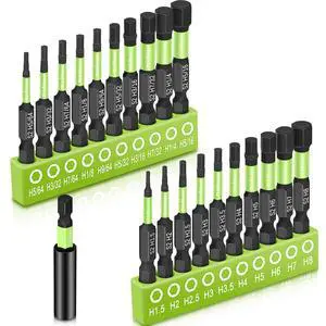 Impact Hex Head Bit Set, Allen Wrench Drill Bit Set 20pcs (Metric&SAE), Allen Socket Sets, 1/4 Hex-Shank S2 Steel Hex Bits Set with 2.3" Extension Bit Holder, CNC Machined Tips with Magnetism Impact Hex Head Bit Set, Allen Wrench Drill Bit Set 20pcs (Metric&SAE), Allen Socket Sets, 1/4 Hex-Shank S2 Steel Hex Bits Set with 2.3" Extension Bit Holder, CNC Machined Tips with Magnetism