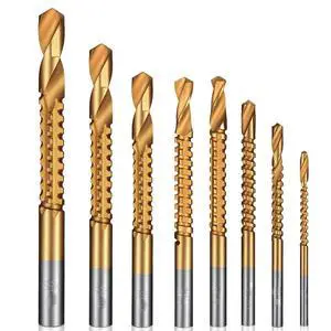 8 Pack Titanium Drill Bit Set, 3-10mm Serrated Side Cutting Drill Bit, Titanium Serrated Cutting Bits, Woodworking Tools, Hole Holesaw Tool for Plastic Metal Wood Hole 8 Pack Titanium Drill Bit Set, 3-10mm Serrated Side Cutting Drill Bit, Titanium Serrated Cutting Bits, Woodworking Tools, Hole Holesaw Tool for Plastic Metal Wood Hole
