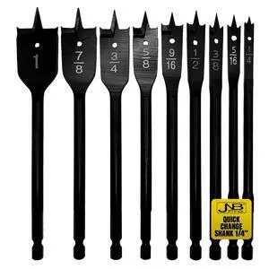 Spade Bit Set, Flat Paddle Bits Sizes 1/4" 5/16" 3/8" 1/2" 9/16" 5/8" 3/4" 7/8" and 1 Inch - Wood Hole Drill Bit Cutters with Quick Change Shank, Woodworking Tools (9-Piece) Spade Bit Set, Flat Paddle Bits Sizes 1/4" 5/16" 3/8" 1/2" 9/16" 5/8" 3/4" 7/8" and 1 Inch - Wood Hole Drill Bit Cutters with Quick Change Shank, Woodworking Tools (9-Piece)