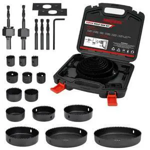 Hole Saw Set 24 PCS Hole Saw Kit, Hole Saw Drill Bit Kit, 3/4"-6" (19-152mm) 14 PCS Saw Blades, for Drywall, Soft Wood, Plywood, Plastic, PVC Hole Saw Set 24 PCS Hole Saw Kit, Hole Saw Drill Bit Kit, 3/4"-6" (19-152mm) 14 PCS Saw Blades, for Drywall, Soft Wood, Plywood, Plastic, PVC