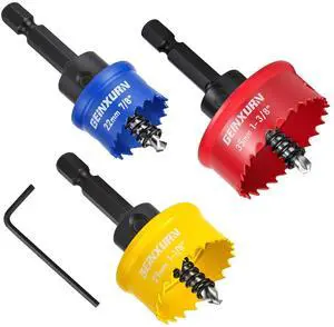 4PCS Impact Small Thinwall Hole Saw Set, 7/8", 1-1/8", 1-3/8" M42 Cobalt BI-Metal Hole Cutter Kit with Pilot Drill Bit & 1 PC Hex Key, Fast Cutting for Thin Metal, Wood, PVC, Drywall 4PCS Impact Small Thinwall Hole Saw Set, 7/8", 1-1/8", 1-3/8" M42 Cobalt BI-Metal Hole Cutter Kit with Pilot Drill Bit & 1 PC Hex Key, Fast Cutting for Thin Metal, Wood, PVC, Drywall