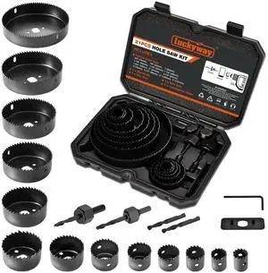 Hole Saw Kit, 21-Piece Hole Saw Set, 3/4" to 5" Hole Saws Drill Bits Hole Cutter Kits with Storage Case for Soft Wood, Plastic, PVC and Drywall Hole Saw Kit, 21-Piece Hole Saw Set, 3/4" to 5" Hole Saws Drill Bits Hole Cutter Kits with Storage Case for Soft Wood, Plastic, PVC and Drywall