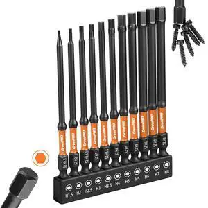 11PCS Impact Hex Head Allen Wrench Drill Bit Set(Metric), 1/4" Hex Shank S2 Steel Magnetic Hex Bits, CNC Machined Tips, 4 Inch Length with Storage Box 11PCS Impact Hex Head Allen Wrench Drill Bit Set(Metric), 1/4" Hex Shank S2 Steel Magnetic Hex Bits, CNC Machined Tips, 4 Inch Length with Storage Box