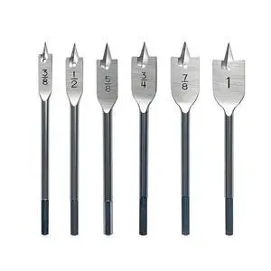 6pcs 3/8''-1'' Spade Drill Bit Set,Hex Shank for Woodworking 6pcs 3/8''-1'' Spade Drill Bit Set,Hex Shank for Woodworking