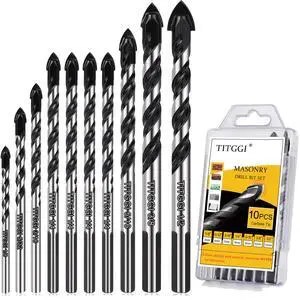 10-PCS Masonry Drill Bit Set & Concrete Drill Bit Set, Professional Drill Bit Set for Glass/Brick/Plastic/Cement/Wood/Tile/Etc, Industrial Strength Carbide Drill Bit Tip, 1/8"-1/2" 10-PCS Masonry Drill Bit Set & Concrete Drill Bit Set, Professional Drill Bit Set for Glass/Brick/Plastic/Cement/Wood/Tile/Etc, Industrial Strength Carbide Drill Bit Tip, 1/8"-1/2"