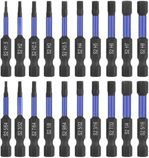 Impact Hex Head Allen Wrench Drill Bit Set 20 Pcs - 2"(Metric&SAE) Impact Hex Head Allen Wrench Drill Bit Set 20 Pcs - 2"(Metric&SAE)