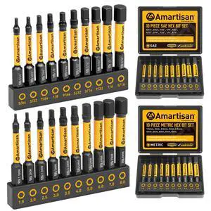 20-Piece Hex Head Allen Wrench Drill Bit Set, Metric and SAE S2 Steel Hex Bits Set, Magnetic Tips, 2.3" Long With Storage box. (20-Piece Hex Bit Set - NEW) 20-Piece Hex Head Allen Wrench Drill Bit Set, Metric and SAE S2 Steel Hex Bits Set, Magnetic Tips, 2.3" Long With Storage box. (20-Piece Hex Bit Set - NEW)