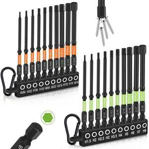 Allen Wrench Drill Bit Set for Impact Drivers, 20PCS Hex Bit Set (Metric&SAE), 4" Long Allen Wrench Drill Sets, 1/4" Hex-Shank S2 Steel Head with Quick Release Bits, CNC Machined Tips with Magnetism Allen Wrench Drill Bit Set for Impact Drivers, 20PCS Hex Bit Set (Metric&SAE), 4" Long Allen Wrench Drill Sets, 1/4" Hex-Shank S2 Steel Head with Quick Release Bits, CNC Machined Tips with Magnetism