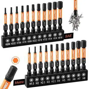 Allen Wrench Drill Bit Set 22pc Hex Bit Set, Impact Driver Bit Set, Screwdriver Bit Set, Allen Wrenches Sets, Allen Socket Set, 2" Long Metric&SAE 1/4" Hex Shank Magnetic Allen Key Drill Bits Allen Wrench Drill Bit Set 22pc Hex Bit Set, Impact Driver Bit Set, Screwdriver Bit Set, Allen Wrenches Sets, Allen Socket Set, 2" Long Metric&SAE 1/4" Hex Shank Magnetic Allen Key Drill Bits