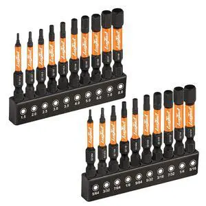 Impact Hex Head Allen Wrench Drill Bit Set 20pcs (Metric&SAE), 1/4 Hex-Shank S2 Steel Hex Bits Set, CNC Machined Tips with Magnetism, 2 Long with Storage Box Impact Hex Head Allen Wrench Drill Bit Set 20pcs (Metric&SAE), 1/4 Hex-Shank S2 Steel Hex Bits Set, CNC Machined Tips with Magnetism, 2 Long with Storage Box