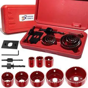 12-Piece Hole Saw Kit, 8 Sizes 3/4" to 2-1/2" Hole Saw Set in Case with Arbors, Drill Bits and Hex Key for Soft Wood, Plywood, PVC Board and Plastic 12-Piece Hole Saw Kit, 8 Sizes 3/4" to 2-1/2" Hole Saw Set in Case with Arbors, Drill Bits and Hex Key for Soft Wood, Plywood, PVC Board and Plastic