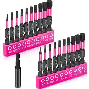 20PCS Hex Head Allen Wrench Drill Bit Set (Metric&SAE), 1/4 Hex-Shank S2 Steel Drill Bits Sets with 2.3" Extension Bit Holder, Impact CNC Machined Tips with Magnetism, Perfect Home DIY-Gift for Women 20PCS Hex Head Allen Wrench Drill Bit Set (Metric&SAE), 1/4 Hex-Shank S2 Steel Drill Bits Sets with 2.3" Extension Bit Holder, Impact CNC Machined Tips with Magnetism, Perfect Home DIY-Gift for Women