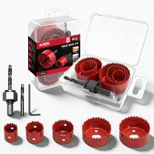 8PCS Hole Saw Kit 1" to 2-1/8" for Wood, Drywall, Plastic in Case, Red 8PCS Hole Saw Kit 1" to 2-1/8" for Wood, Drywall, Plastic in Case, Red