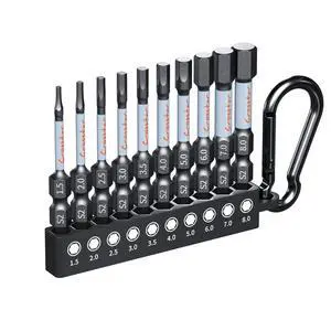 2-Inch Compact Hex Bit Set 10PCS Metric - Short Impact Allen Wrench Drill Bits, S2 Steel 1/4" Hex-Shank, CNC Machined Tips with Storage Case & Carabiner Clip 2-Inch Compact Hex Bit Set 10PCS Metric - Short Impact Allen Wrench Drill Bits, S2 Steel 1/4" Hex-Shank, CNC Machined Tips with Storage Case & Carabiner Clip