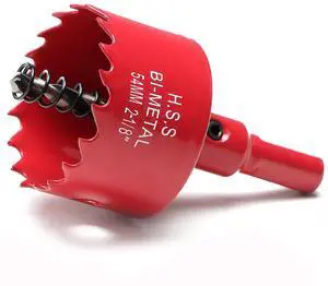2-1/8 Inch Hole Saw for Wood, 54mm HSS BI-Metal Hole Saw for Recessed Lighting, 30mm Cutting Depth Hole Cutter with Hex Shank Drill Bit Adapter for Cornhole Boards Plastic Drywall Fiberboard, Red 2-1/8 Inch Hole Saw for Wood, 54mm HSS BI-Metal Hole Saw for Recessed Lighting, 30mm Cutting Depth Hole Cutter with Hex Shank Drill Bit Adapter for Cornhole Boards Plastic Drywall Fiberboard, Red