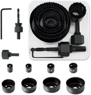 11pcs Hole Saw Kit 3/4"-2-1/2" Saw BladesMandrelsDrill BitsHex Key with Storage Box, Ideal for Soft Wood, Plywood, Drywall Drilling, PVC Board (Black) 11pcs Hole Saw Kit 3/4"-2-1/2" Saw BladesMandrelsDrill BitsHex Key with Storage Box, Ideal for Soft Wood, Plywood, Drywall Drilling, PVC Board (Black)