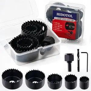 8PC Hole Saw Kit 1" to 2-1/8"(25-54mm) in Case with Drill Bits, Mandrels and Hex Key, Smooth Cutting for Soft Wood, Plywood, PVC Board 8PC Hole Saw Kit 1" to 2-1/8"(25-54mm) in Case with Drill Bits, Mandrels and Hex Key, Smooth Cutting for Soft Wood, Plywood, PVC Board