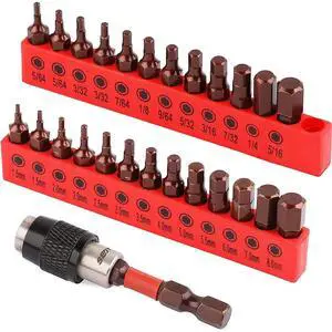 Premium 25-Piece Allen Key Drill Bit Set - Durable Allen Wrench Bits with Strong Magnetic Tips, SAE & Metric Hex Keys Premium 25-Piece Allen Key Drill Bit Set - Durable Allen Wrench Bits with Strong Magnetic Tips, SAE & Metric Hex Keys