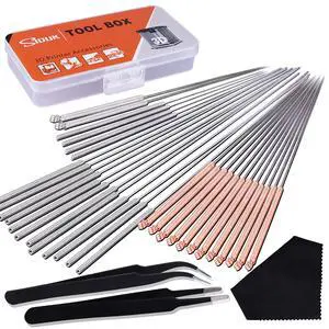 33 Pcs 3D Printer Nozzle Cleaning Tools Kit 30 Pcs 0.15mm, 0.25mm, 0.35mm, 0.4mm, 0.5mm Cleaning Needles 2 Pcs Tweezers and 1 Pc Cleaning Cloth 33 Pcs 3D Printer Nozzle Cleaning Tools Kit 30 Pcs 0.15mm, 0.25mm, 0.35mm, 0.4mm, 0.5mm Cleaning Needles 2 Pcs Tweezers and 1 Pc Cleaning Cloth