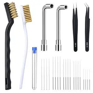 Complete 26-Piece 3D Printer Nozzle Wrench Maintenance Kit: Includes 20 Cleaning Pins with Storage Box, 2 Tweezers, 2 Copper Wire Brushes, 2 L-Shaped Wrench Tools for Optimal 3D Printing Performance Complete 26-Piece 3D Printer Nozzle Wrench Maintenance Kit: Includes 20 Cleaning Pins with Storage Box, 2 Tweezers, 2 Copper Wire Brushes, 2 L-Shaped Wrench Tools for Optimal 3D Printing Performance