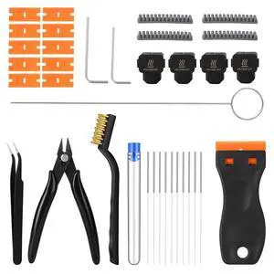 35Pcs 3D Printer Tool Kit Compatible with Bambu Lab A1-4X Nozzle Wiper, 4X Silicone Sock, Clog Poke, Scraper, Flush Cutter & Tweezers for 3D Printer Maintenance, Cleaning & Removal 35Pcs 3D Printer Tool Kit Compatible with Bambu Lab A1-4X Nozzle Wiper, 4X Silicone Sock, Clog Poke, Scraper, Flush Cutter & Tweezers for 3D Printer Maintenance, Cleaning & Removal