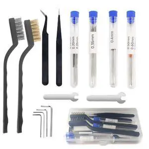 48-Piece 3D Printer Nozzle Cleaning Kit - 8-Size Stainless Steel Needles (0.15-0.8mm), Tweezers & Copper Brushes for Ender 3, Creality, Anycubic | Unclog Tool Kit with Storage Box 48-Piece 3D Printer Nozzle Cleaning Kit - 8-Size Stainless Steel Needles (0.15-0.8mm), Tweezers & Copper Brushes for Ender 3, Creality, Anycubic | Unclog Tool Kit with Storage Box