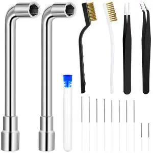 16 Pieces 3D Printer Nozzle Wrench Cleaning Kit,10 Nozzle Cleaning Pins with Storage Box 2 Tweezers 2 Copper Wire Toothbrushes 2 L-Shaped Wrench Tool for 3D Printer Maintenance Accessories 16 Pieces 3D Printer Nozzle Wrench Cleaning Kit,10 Nozzle Cleaning Pins with Storage Box 2 Tweezers 2 Copper Wire Toothbrushes 2 L-Shaped Wrench Tool for 3D Printer Maintenance Accessories
