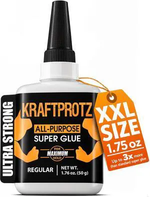 Super Glue XXL Value Size (1.76oz) All Purpose Liquid Adhesive for Plastic Bonds Wood, Metal, Rubber, Ceramic & Leather Industrial Strength Bonding Super Glue XXL Value Size (1.76oz) All Purpose Liquid Adhesive for Plastic Bonds Wood, Metal, Rubber, Ceramic & Leather Industrial Strength Bonding