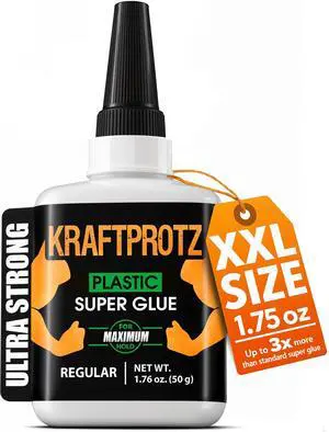 Plastic Super Glue Liquid 1.76 oz XXL for Cracks in PVC, ABS, Acrylic & Rigid Plastics Fast-Drying CA Bond for Models, Miniatures & Components Thin Cyanoacrylate Plastic Super Glue Liquid 1.76 oz XXL for Cracks in PVC, ABS, Acrylic & Rigid Plastics Fast-Drying CA Bond for Models, Miniatures & Components Thin Cyanoacrylate