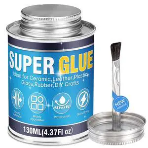Super Glue All Purpose, 130ml Waterproof Super Glue with Brush, Clear Glue for Wood, Rubber, Leather, Plastic, Glass, Metal, Fabric, DIY Crafts and More Super Glue All Purpose, 130ml Waterproof Super Glue with Brush, Clear Glue for Wood, Rubber, Leather, Plastic, Glass, Metal, Fabric, DIY Crafts and More