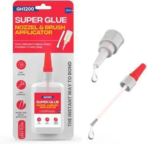 (2-in-1) Super Glue with Brush Applicator & Nozzle, Mess Free Superglue Brush, Instant Never Dries, 3000 CPS Ca Glue, No Stain Clear Glue, Super Glue for Plastic, Rubber & More (2-in-1) Super Glue with Brush Applicator & Nozzle, Mess Free Superglue Brush, Instant Never Dries, 3000 CPS Ca Glue, No Stain Clear Glue, Super Glue for Plastic, Rubber & More