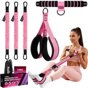 Upgraded Multifunction Pedal Resistance Band with Handle, 3 Tube Adjustable Resistance Bands, Full Body Fitness Exercise Equipment for Abdomen, Waist, Arm, Core/ABS, Leg, Physical Therapy (Pink) Upgraded Multifunction Pedal Resistance Band with Handle, 3 Tube Adjustable Resistance Bands, Full Body Fitness Exercise Equipment for Abdomen, Waist, Arm, Core/ABS, Leg, Physical Therapy (Pink)