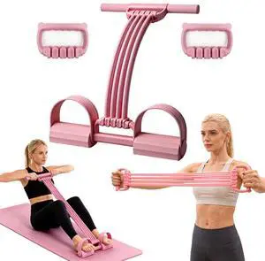 3 in 1 Adjustable Pedal Resistance Band, 8-Tube Multifunction Tension Rope, Natural Latex sit-up Trainer Resistance Band Suitable for Fat Loss and Full-Body Shaping Workout (8-Tube Pink) 3 in 1 Adjustable Pedal Resistance Band, 8-Tube Multifunction Tension Rope, Natural Latex sit-up Trainer Resistance Band Suitable for Fat Loss and Full-Body Shaping Workout (8-Tube Pink)