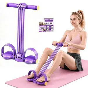 Multifunction Foot Pedal Resistance Bands with Handles, 6-Tube Adjustable Elastic Yoga Exercise Bands, Home Gym Fitness Equipment for Abdomen, Core, Waist, Arm, Leg StretchingPurple Multifunction Foot Pedal Resistance Bands with Handles, 6-Tube Adjustable Elastic Yoga Exercise Bands, Home Gym Fitness Equipment for Abdomen, Core, Waist, Arm, Leg StretchingPurple