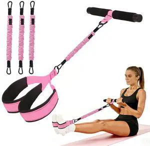 Upgraded Pedal Resistance Band with Handle, 3 Elastic Bands 30/40/50lbs, Sit Up Exercise Equipment for Abs Core Arm Leg, Adjustable Tension Rope Home Gym for Women Men (Pink) Upgraded Pedal Resistance Band with Handle, 3 Elastic Bands 30/40/50lbs, Sit Up Exercise Equipment for Abs Core Arm Leg, Adjustable Tension Rope Home Gym for Women Men (Pink)