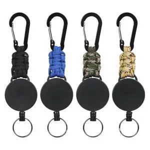 4 Pack Heavy Duty Carabiner Badge Holder 23.6 Steel Cable Retractable Badge Reel 12.35oz Load Capacity Twisted Colored Paracord Braided Strap for Office, Outdoor, Work ID & Key Organizer 4 Pack Heavy Duty Carabiner Badge Holder 23.6 Steel Cable Retractable Badge Reel 12.35oz Load Capacity Twisted Colored Paracord Braided Strap for Office, Outdoor, Work ID & Key Organizer