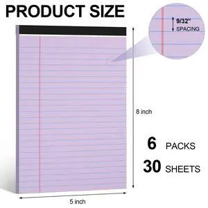 6 PCS Small Legal Pads 5x8 Purple, Narrow Ruled Small Note Pads 5x8, Micro Perforated Writing Pad, College Ruled Legal Notepads 5x8 for Study, Office, To-Do Lists(30 Sheets/Small Notepad) 6 PCS Small Legal Pads 5x8 Purple, Narrow Ruled Small Note Pads 5x8, Micro Perforated Writing Pad, College Ruled Legal Notepads 5x8 for Study, Office, To-Do Lists(30 Sheets/Small Notepad)